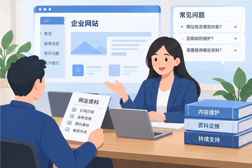 企业网站展示业务与服务信息的场景示意