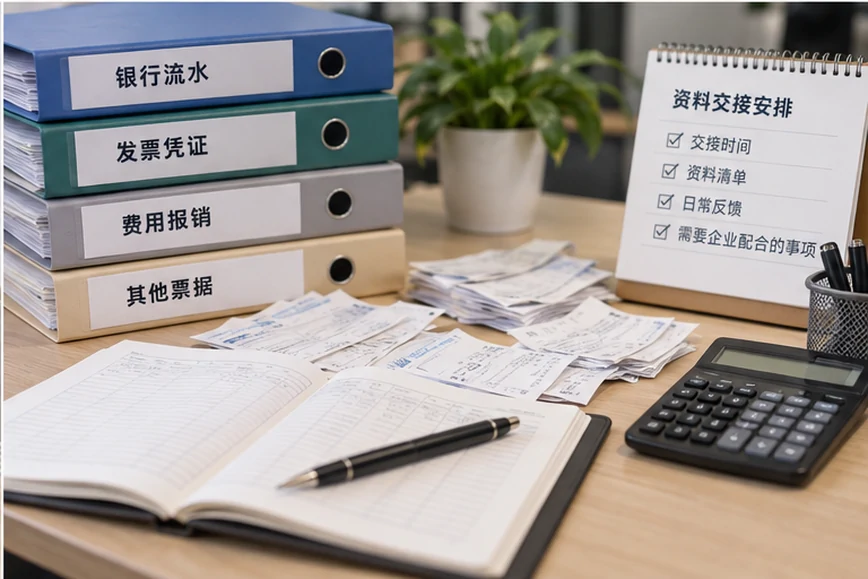 整理企业票据与日常账务资料的服务场景示意