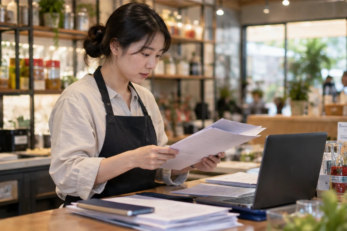核对注册公司资料与办理事项的服务场景示意