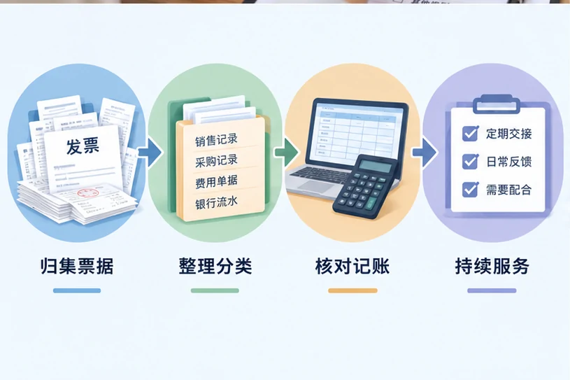整理企业票据与日常账务资料的服务场景示意