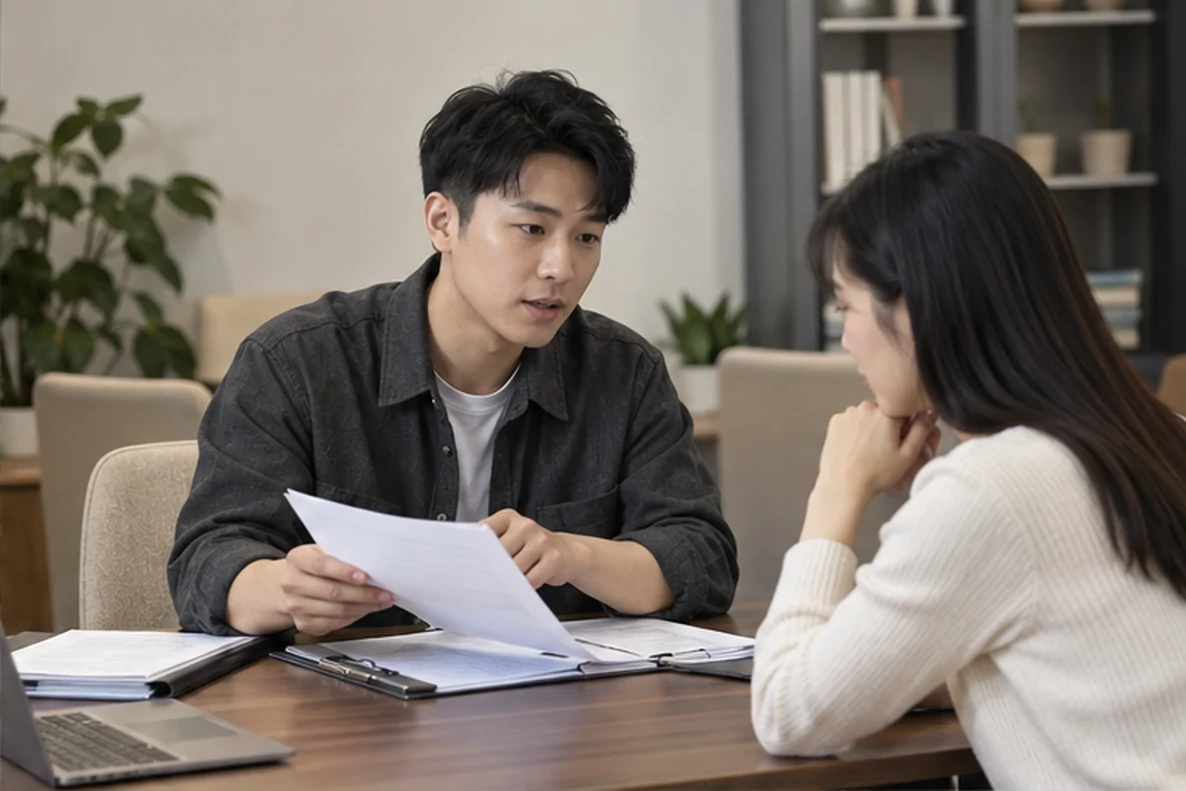核对注册公司资料与办理事项的服务场景示意