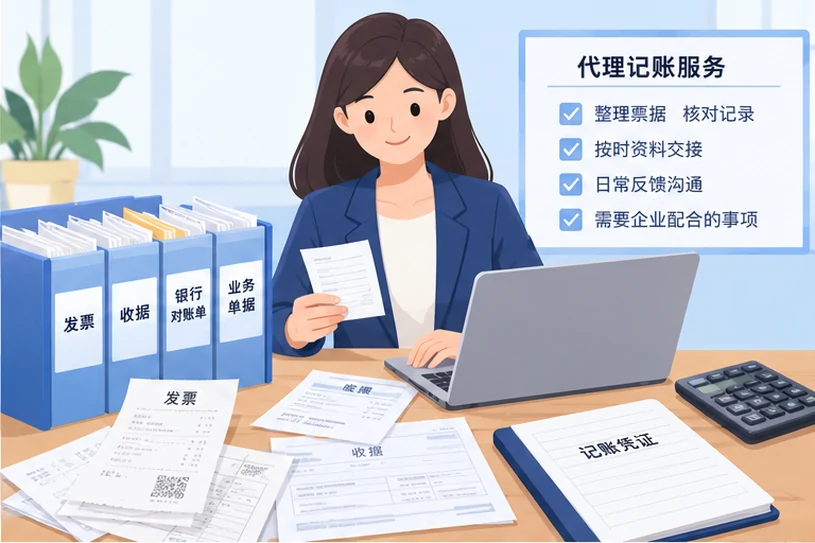 整理企业票据与日常账务资料的服务场景示意
