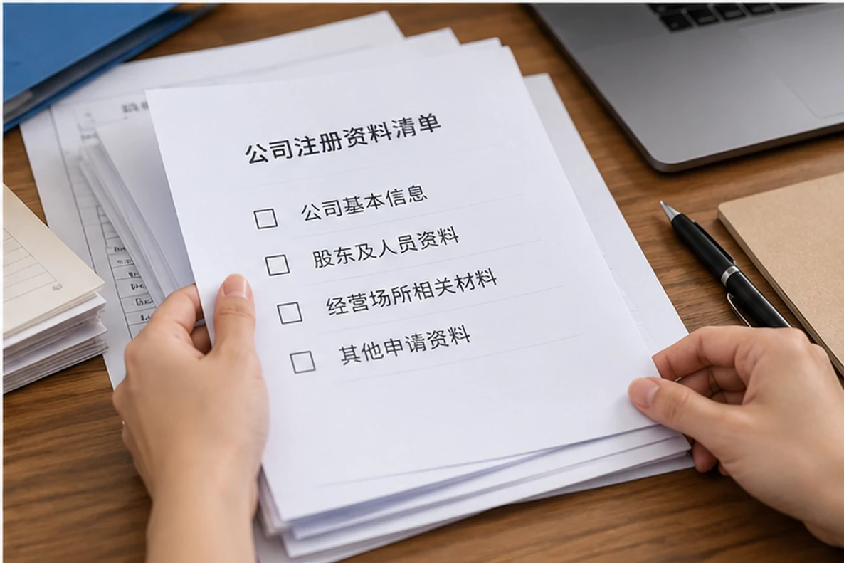 核对注册公司资料与办理事项的服务场景示意