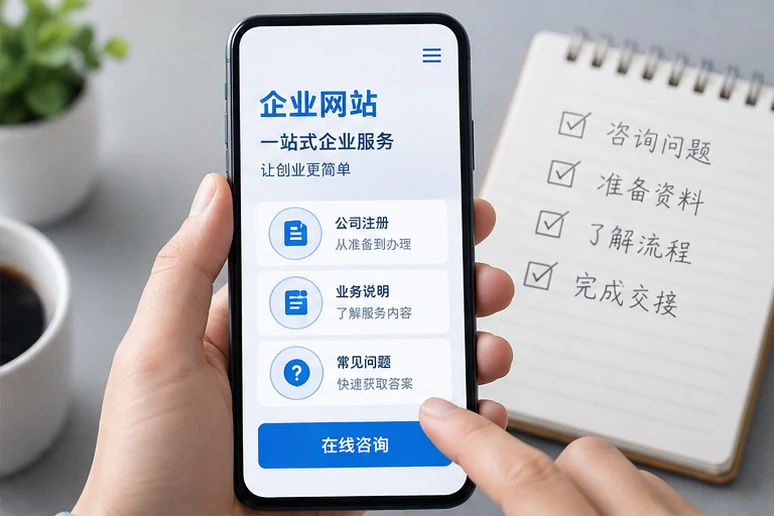 企业网站展示业务与服务信息的场景示意