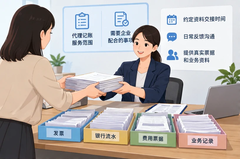 整理企业票据与日常账务资料的服务场景示意