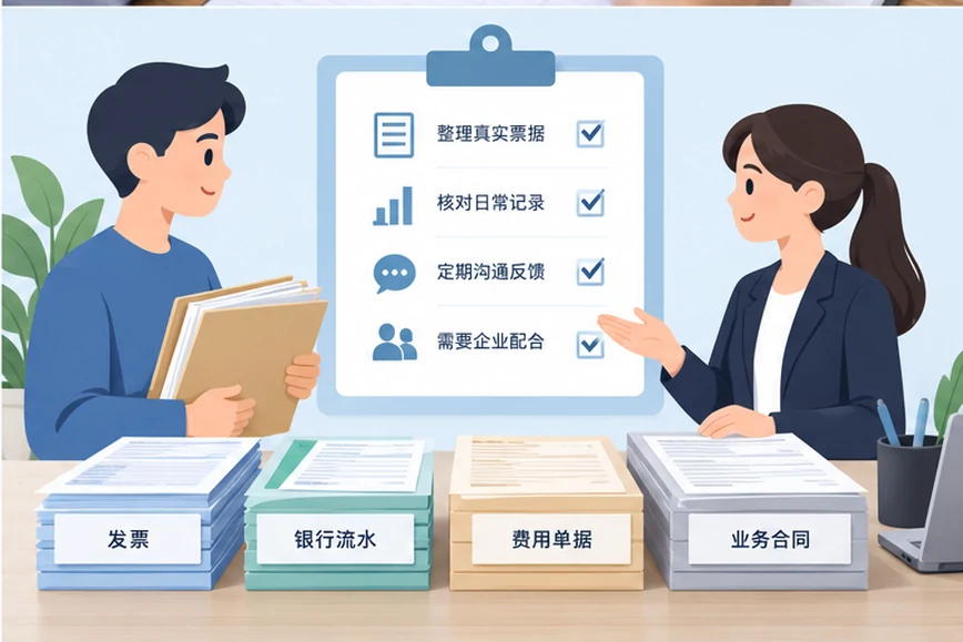 整理企业票据与日常账务资料的服务场景示意