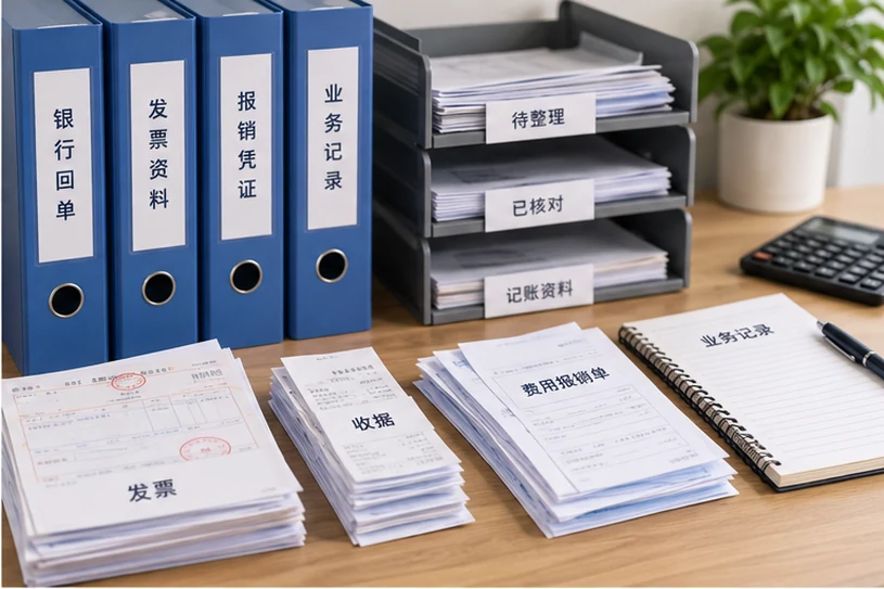 整理企业票据与日常账务资料的服务场景示意