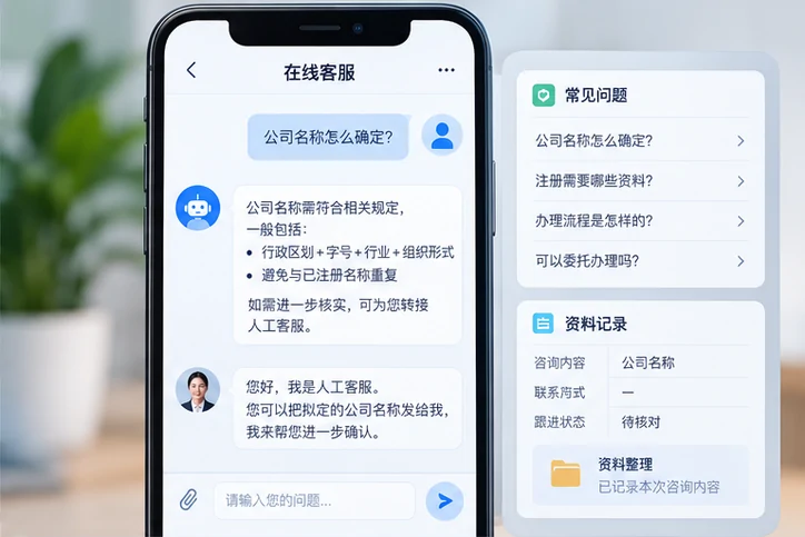 在线客服接待与咨询整理的服务场景示意