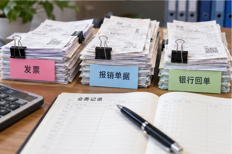 整理企业票据与日常账务资料的服务场景示意