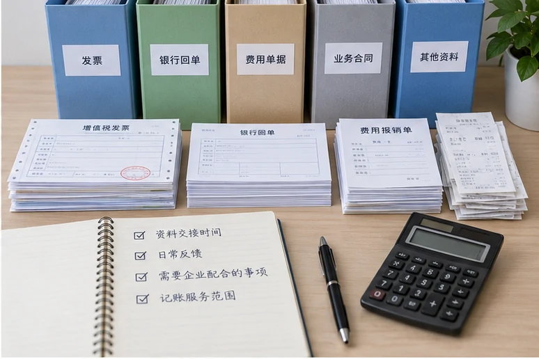 整理企业票据与日常账务资料的服务场景示意