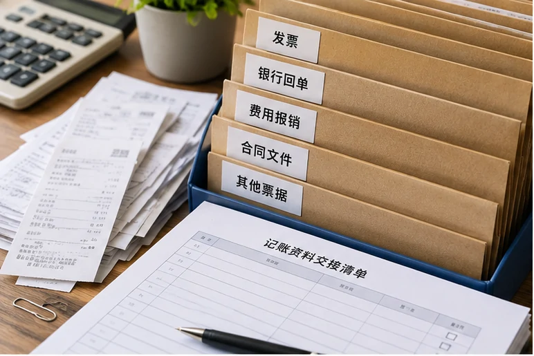 整理企业票据与日常账务资料的服务场景示意