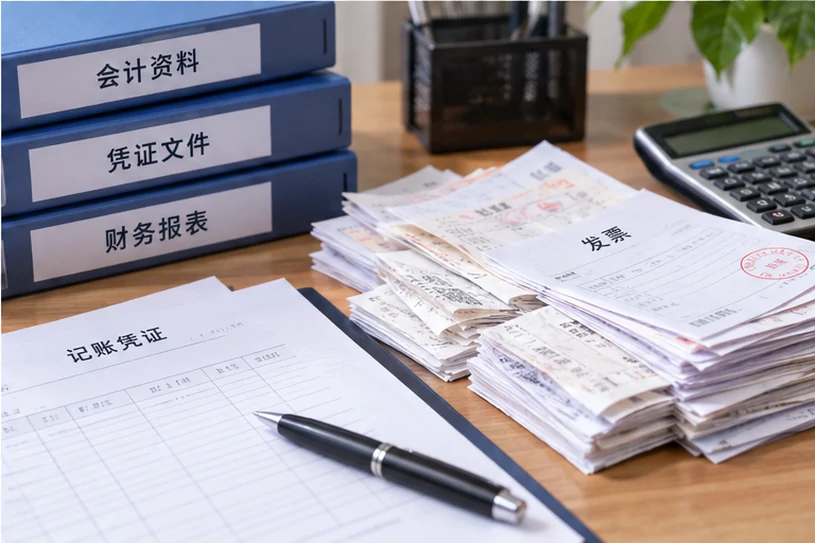 整理企业票据与日常账务资料的服务场景示意