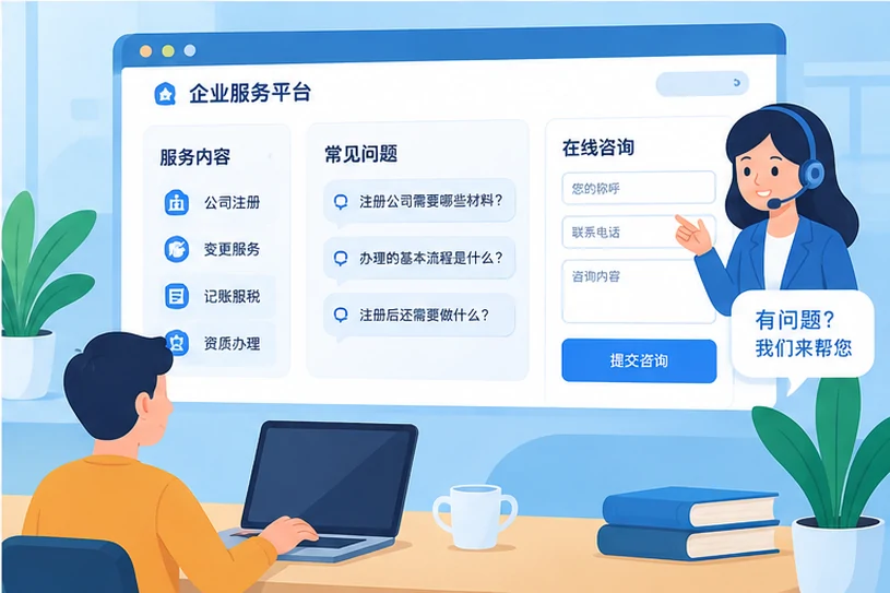 企业网站展示业务与服务信息的场景示意