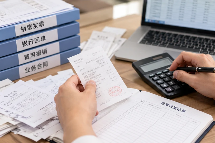 整理企业票据与日常账务资料的服务场景示意