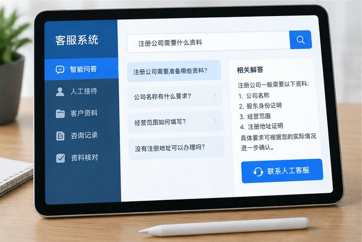 在线客服接待与咨询整理的服务场景示意
