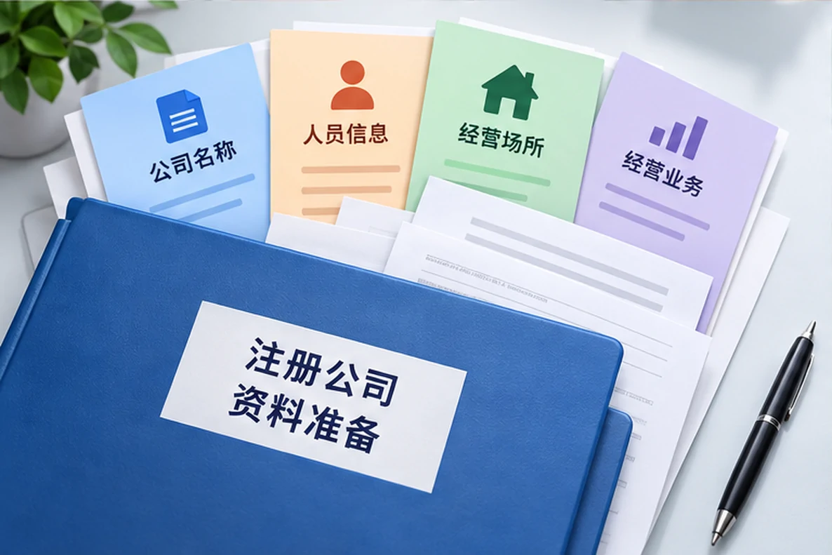 核对注册公司资料与办理事项的服务场景示意