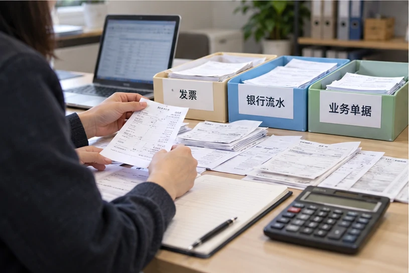 整理企业票据与日常账务资料的服务场景示意