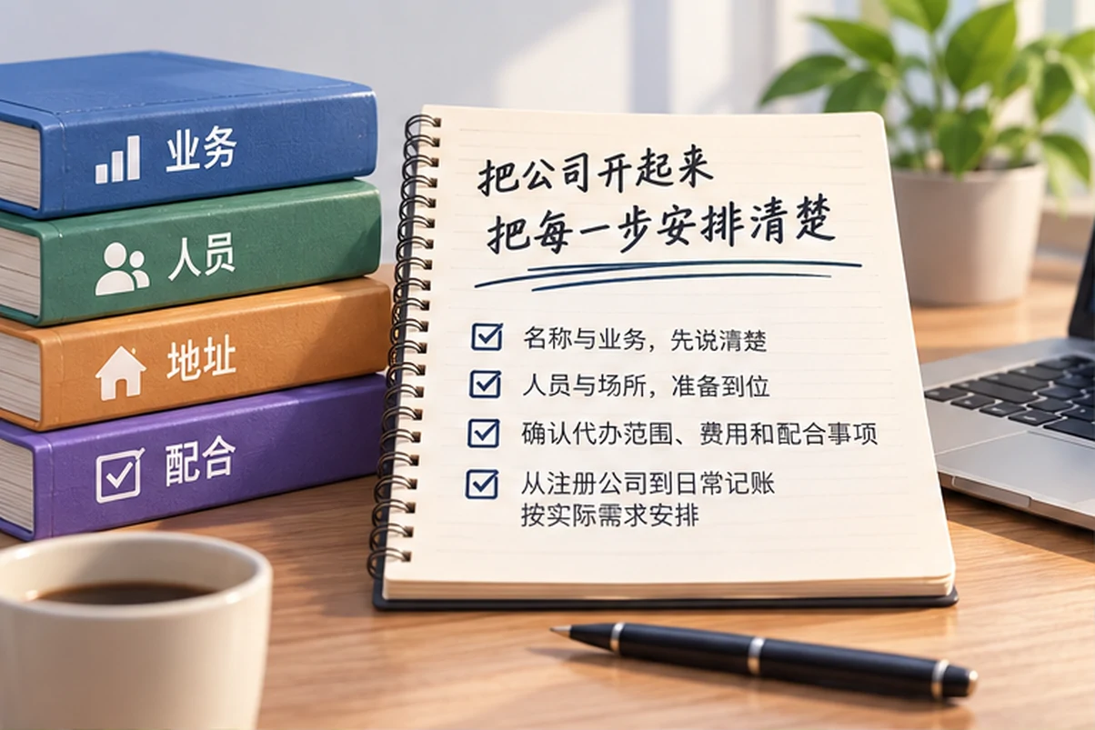 创业者一起整理开办计划的服务场景示意