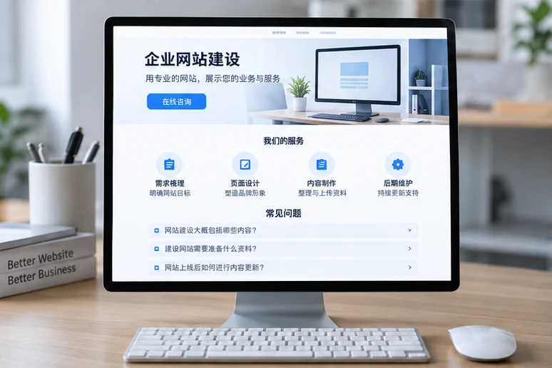 企业网站展示业务与服务信息的场景示意