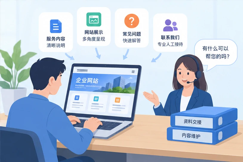 企业网站展示业务与服务信息的场景示意