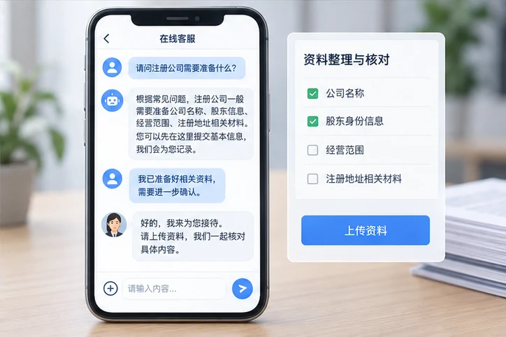 在线客服接待与咨询整理的服务场景示意