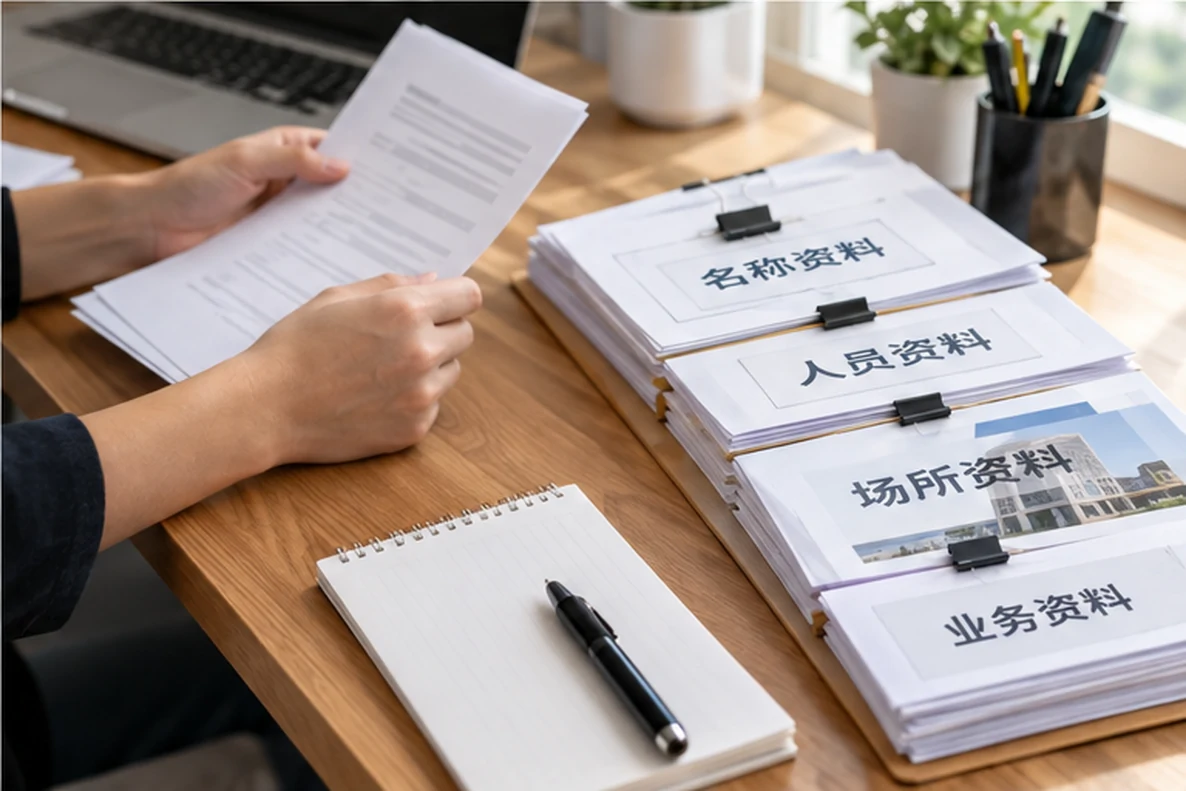核对注册公司资料与办理事项的服务场景示意