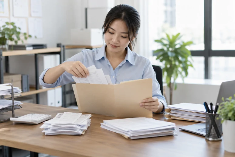 整理企业票据与日常账务资料的服务场景示意
