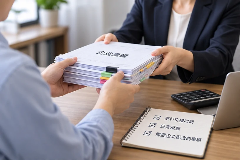 整理企业票据与日常账务资料的服务场景示意