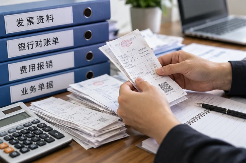 整理企业票据与日常账务资料的服务场景示意