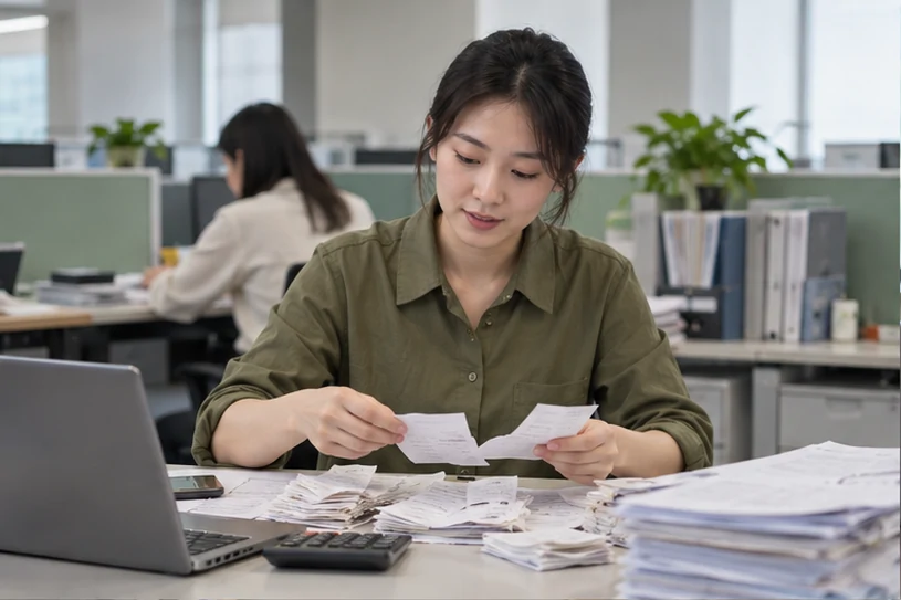 整理企业票据与日常账务资料的服务场景示意