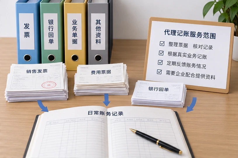 整理企业票据与日常账务资料的服务场景示意