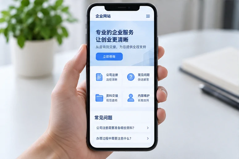 企业网站展示业务与服务信息的场景示意