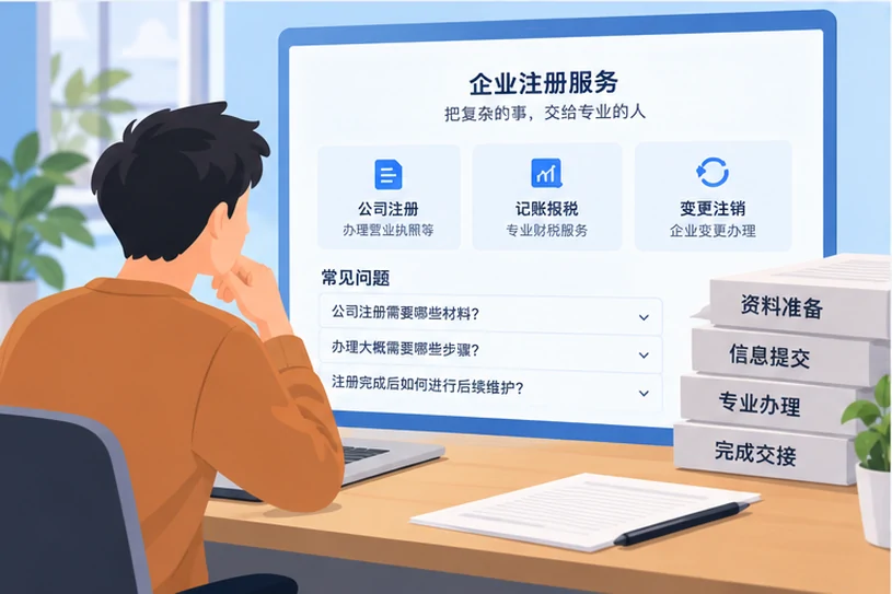 企业网站展示业务与服务信息的场景示意