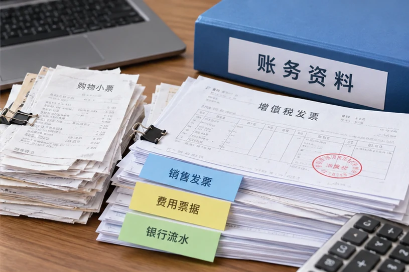 整理企业票据与日常账务资料的服务场景示意