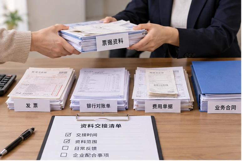 整理企业票据与日常账务资料的服务场景示意