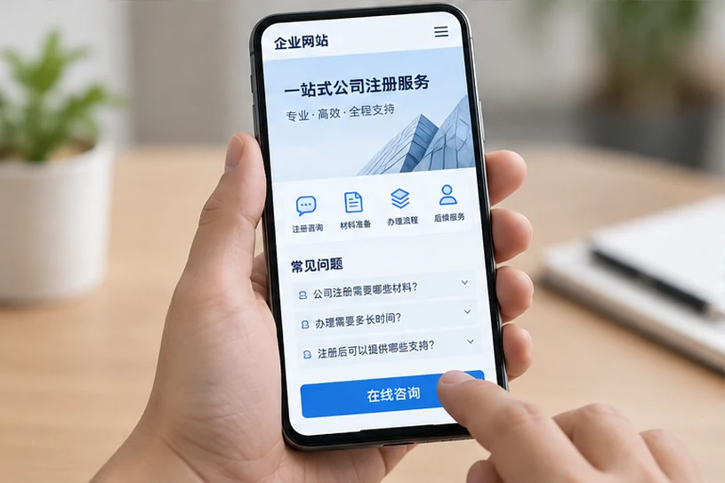 企业网站展示业务与服务信息的场景示意