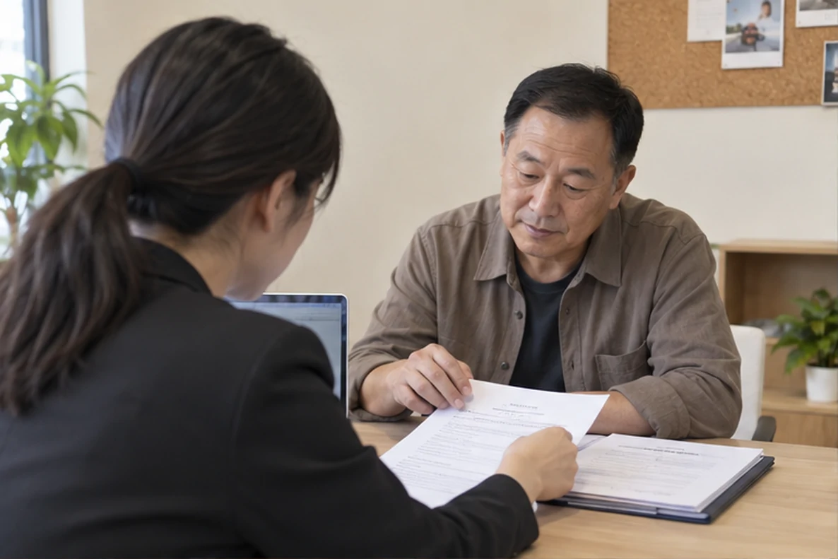 核对注册公司资料与办理事项的服务场景示意