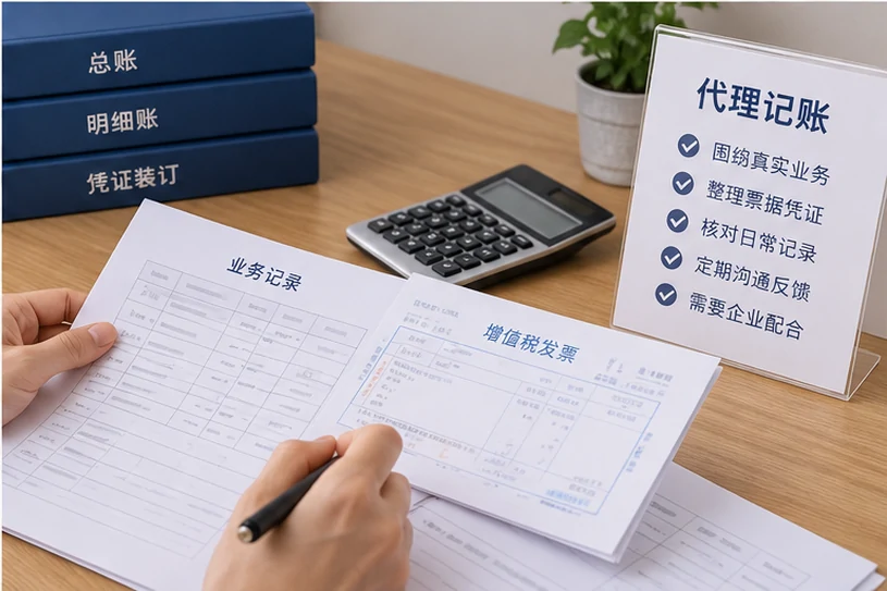 整理企业票据与日常账务资料的服务场景示意