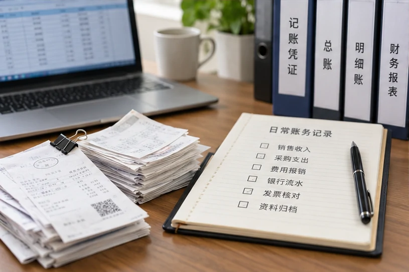 整理企业票据与日常账务资料的服务场景示意