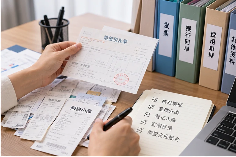 整理企业票据与日常账务资料的服务场景示意