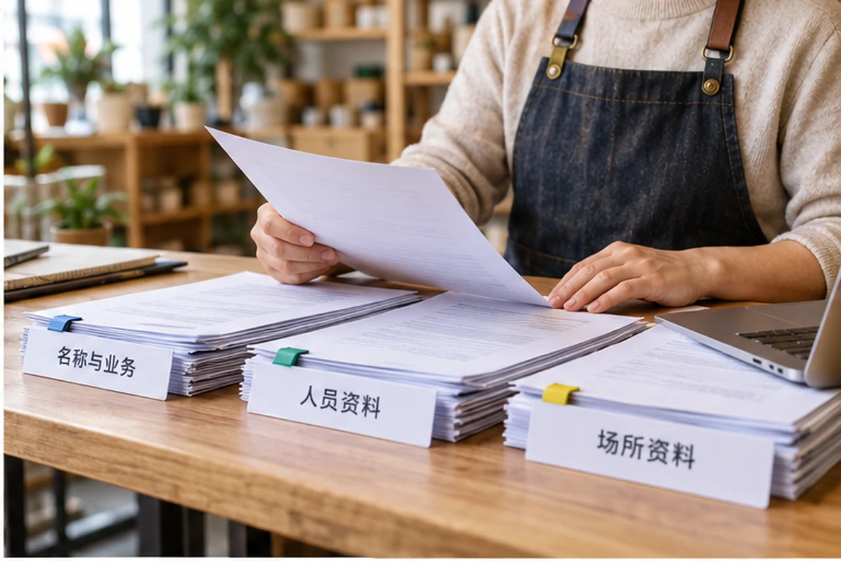 核对注册公司资料与办理事项的服务场景示意