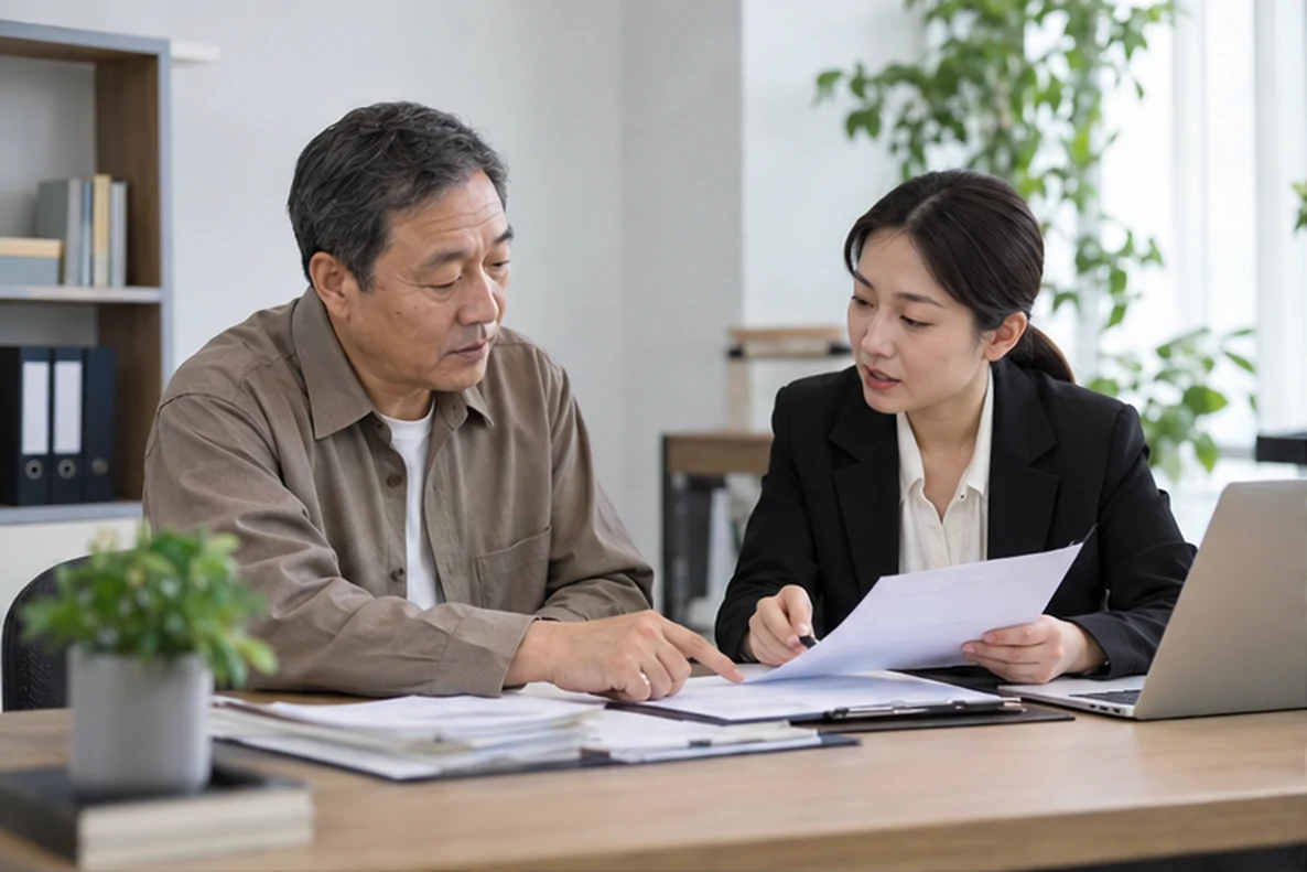 核对注册公司资料与办理事项的服务场景示意