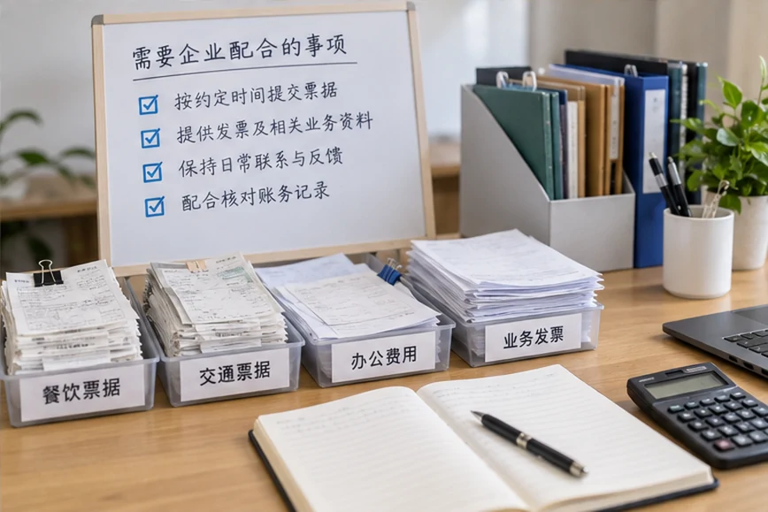 整理企业票据与日常账务资料的服务场景示意