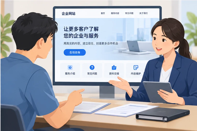 企业网站展示业务与服务信息的场景示意