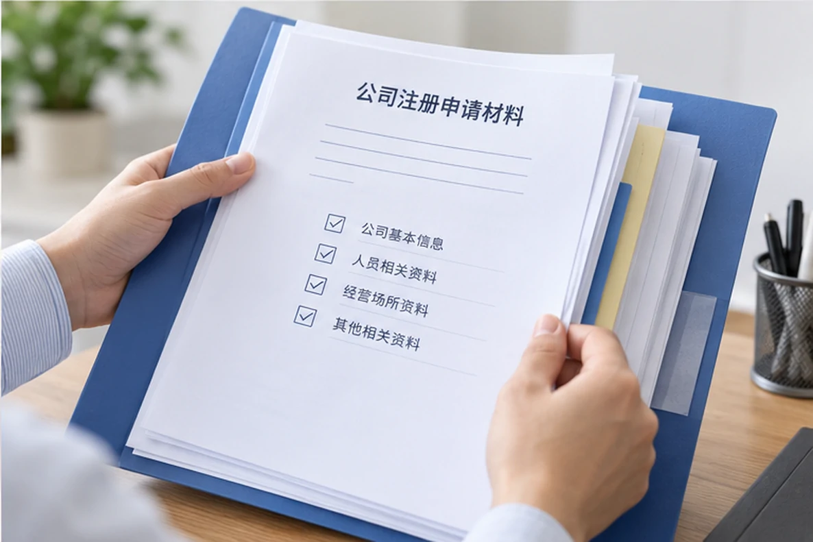 核对注册公司资料与办理事项的服务场景示意