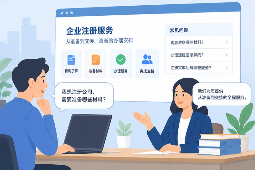 企业网站展示业务与服务信息的场景示意