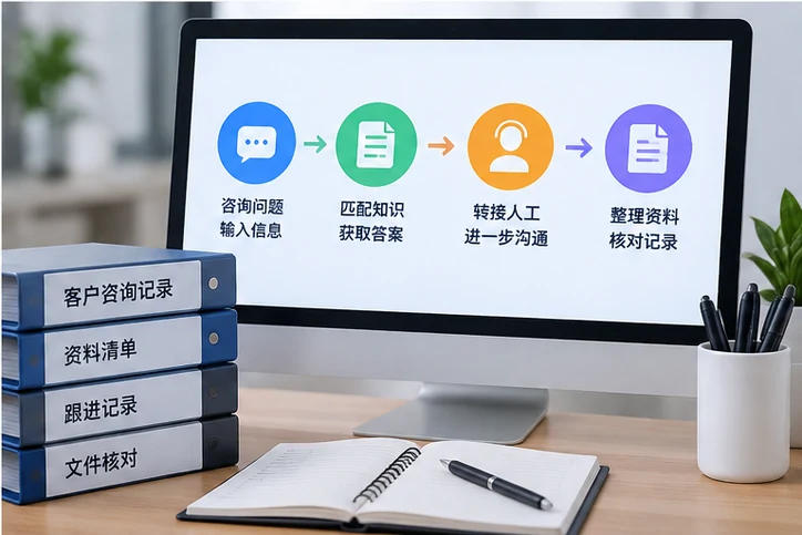 在线客服接待与咨询整理的服务场景示意