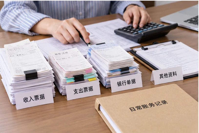 整理企业票据与日常账务资料的服务场景示意