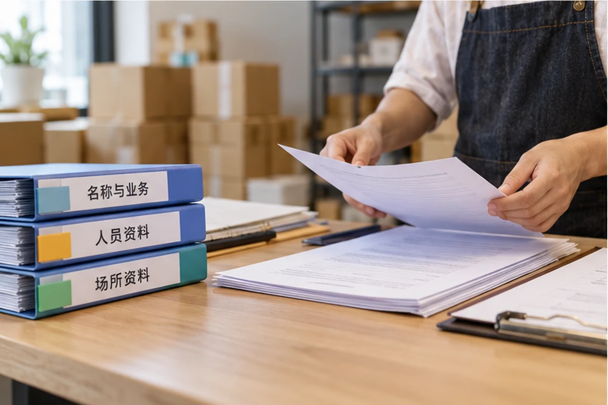 核对注册公司资料与办理事项的服务场景示意
