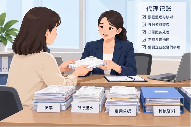 整理企业票据与日常账务资料的服务场景示意